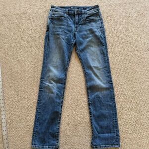 BKE Jake Straight Jeans Mens 36x32 Blue Whiskered Faded Stretch Medium Wash